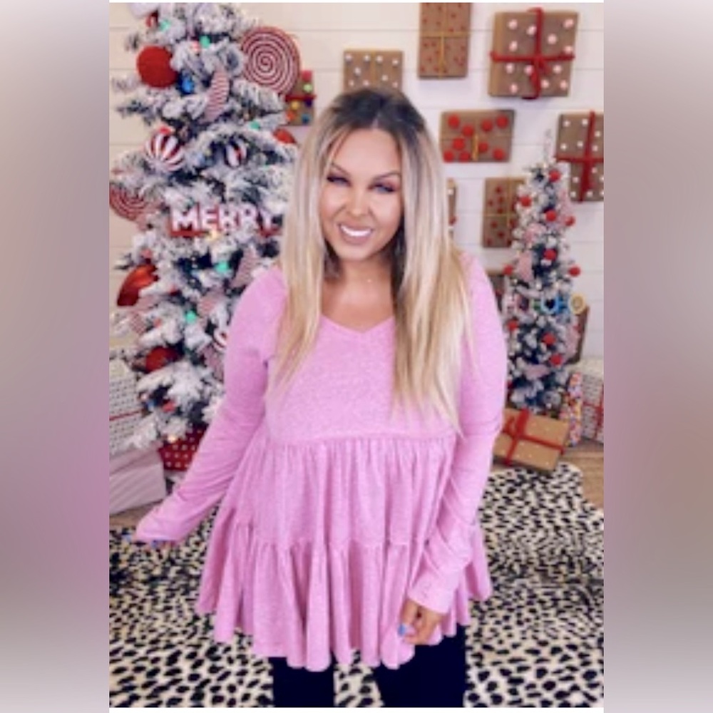 Plus Babydoll Blouse - Pink